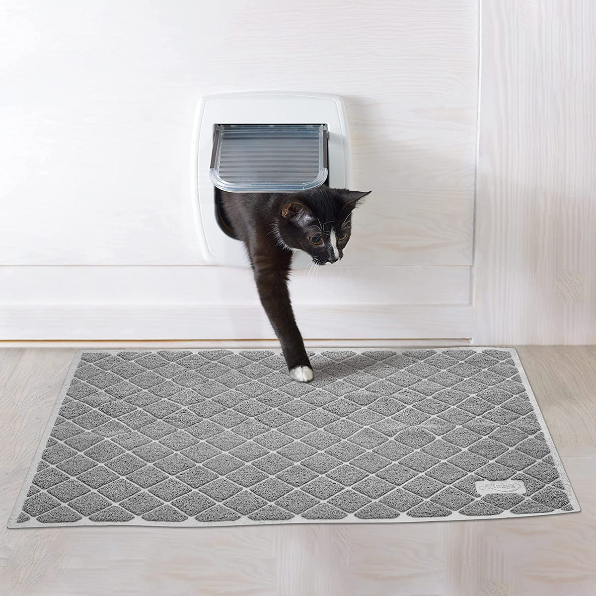 Gray waterproof cat litter trapping mat, view 8 of 8