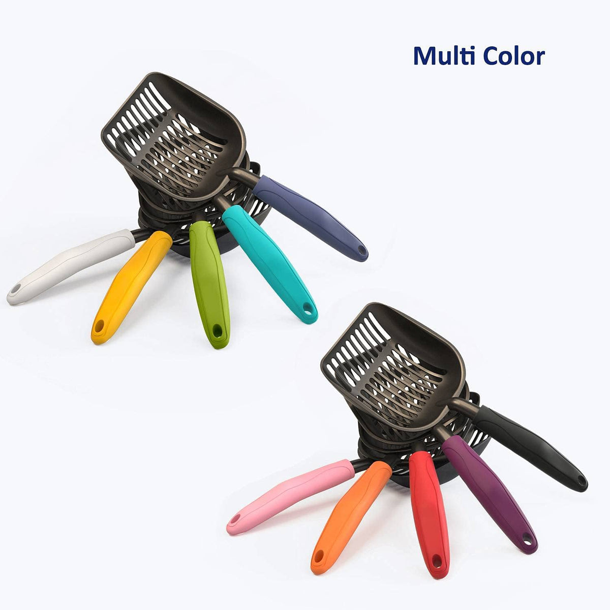 Black non-stick metal cat litter scoop, view 8 of 8