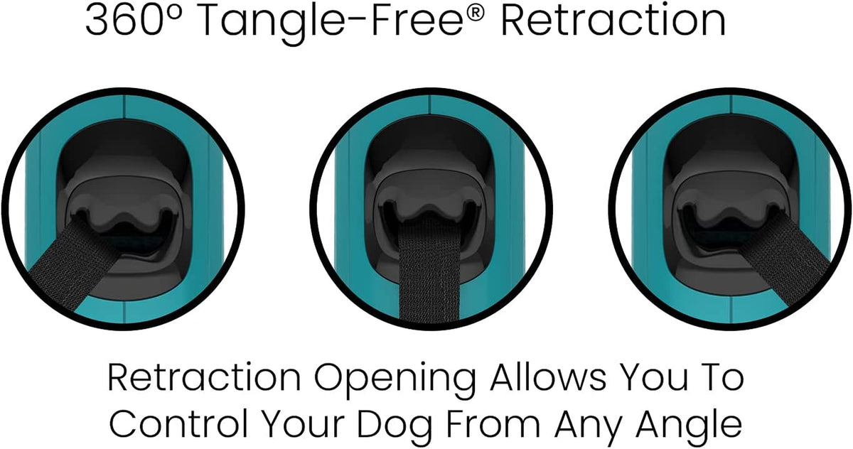 Aqua 16 ft tangle-free retractable dog leash - 360-degree tangle-free retraction