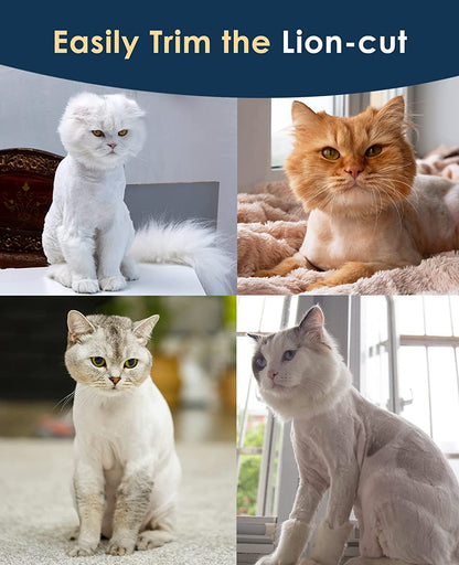 Quiet cordless cat clippers - lion-cut trim examples