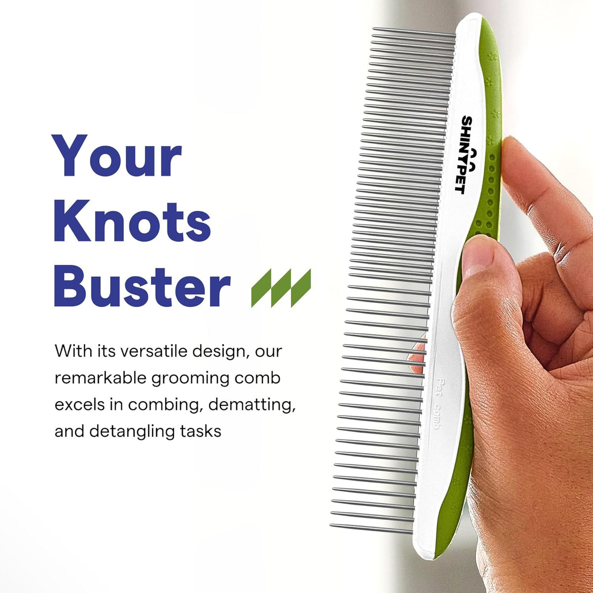 Stainless steel dog and cat grooming comb - detangling design
