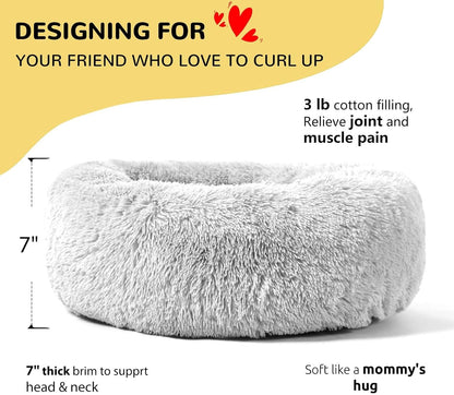 Gray calming donut cuddler dog bed, view 2 of 6