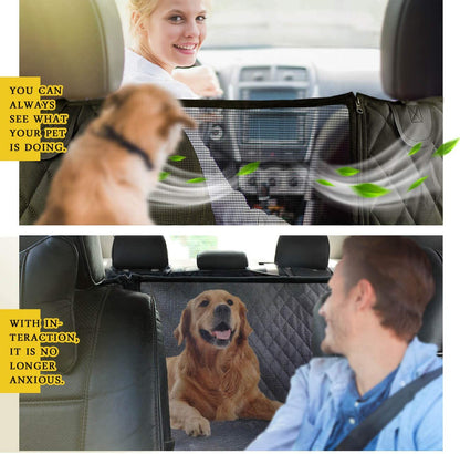 Black quilted waterproof back seat cover for dogs, view 2 of 8
