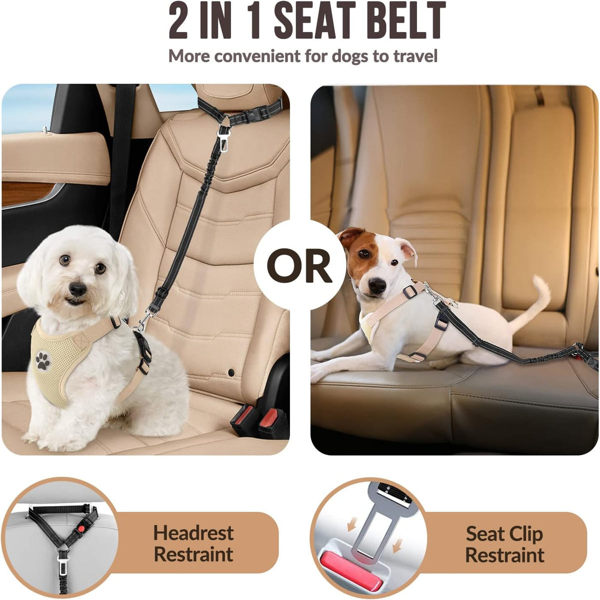 Black dog car seat belt 2-pack, view 3 of 7