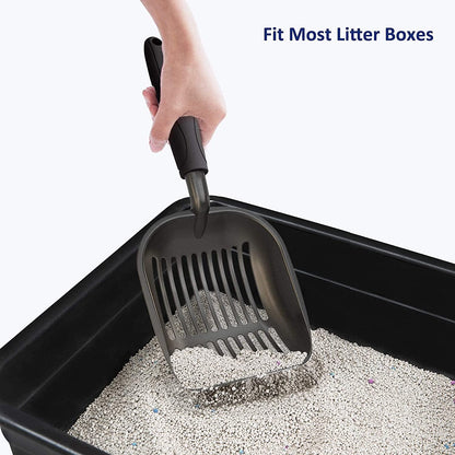 Black non-stick metal cat litter scoop, view 7 of 8