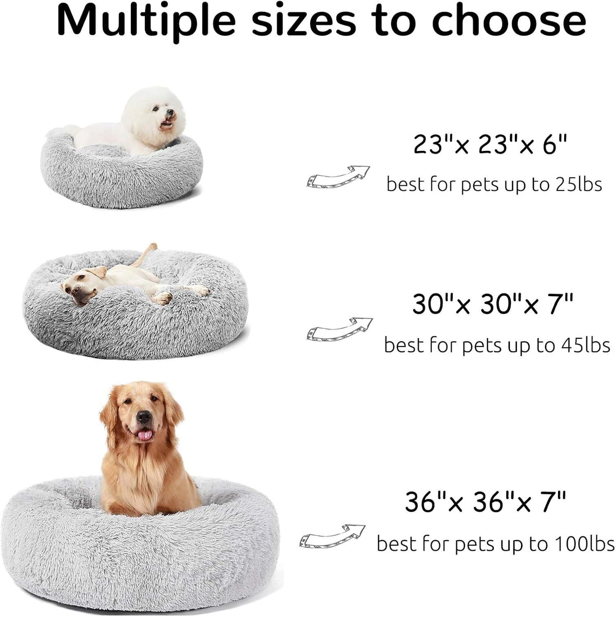 Gray calming donut cuddler dog bed, view 3 of 6