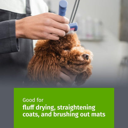 Long-pin slicker brush for doodles - brushing a curly-coated dog