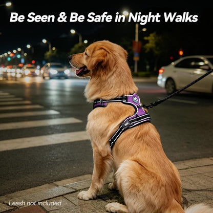 Purple no-pull dog harness with front clip, view 7 of 8