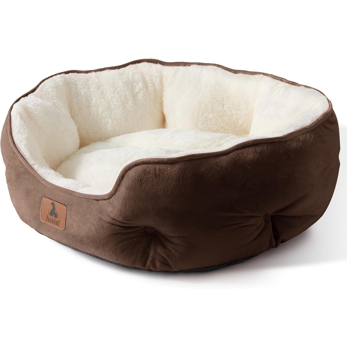 Brown small round pet bed