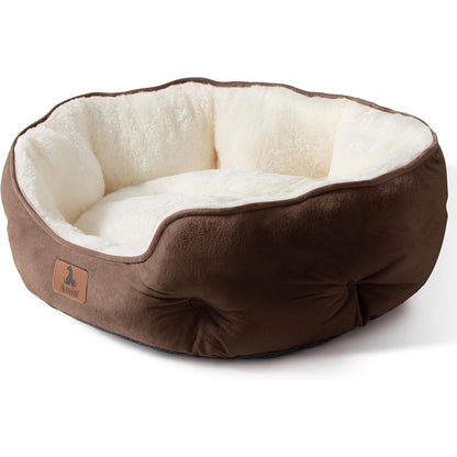Brown small round pet bed
