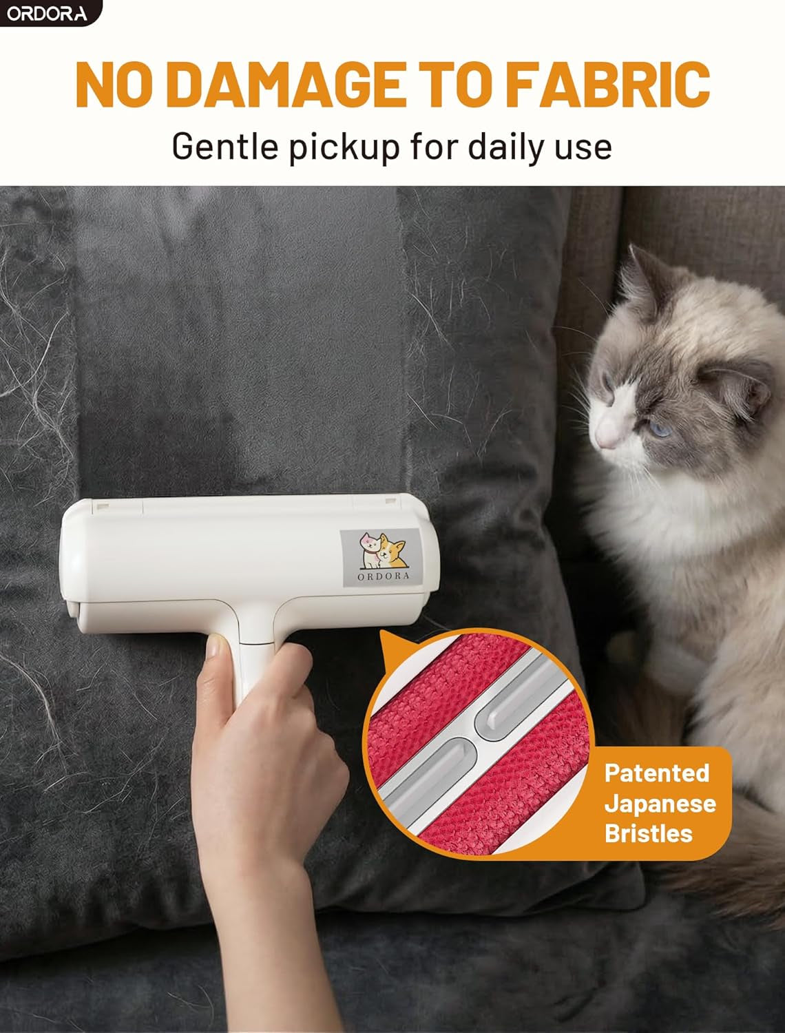 Reusable pet hair remover roller - gentle on fabric