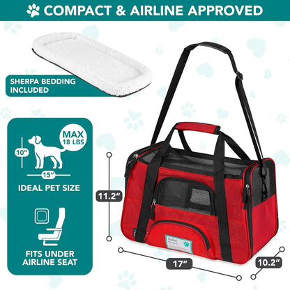Red soft-sided travel pet carrier, view 2 of 7