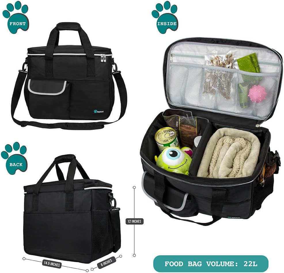 Black dog travel bag organizer, view 2 of 7