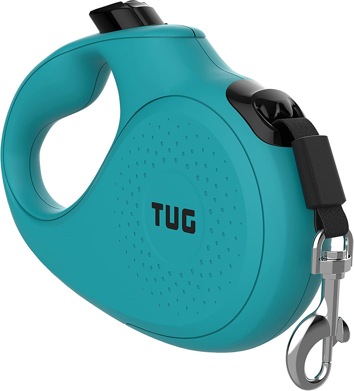 Aqua 16 ft tangle-free retractable dog leash - side view