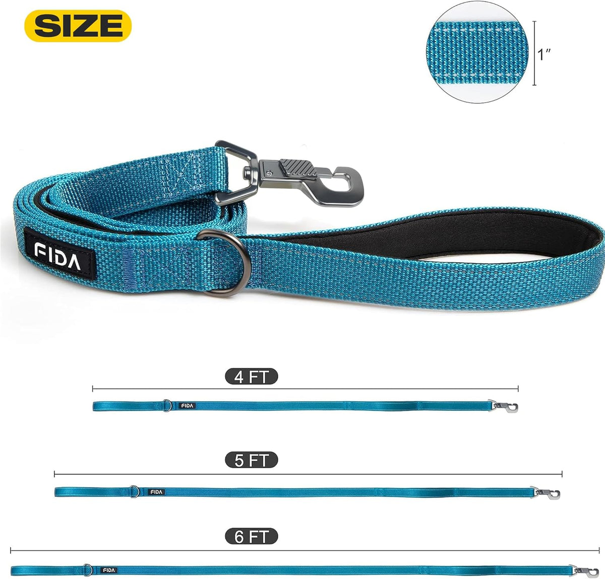 Heavy-duty dog leash with two padded handles, view 5 of 6