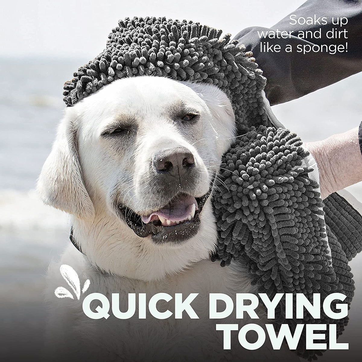 Gray microfiber chenille dog towel