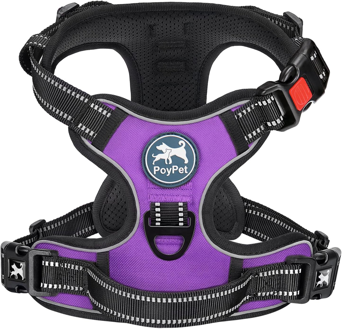 Purple no-pull dog harness with front clip