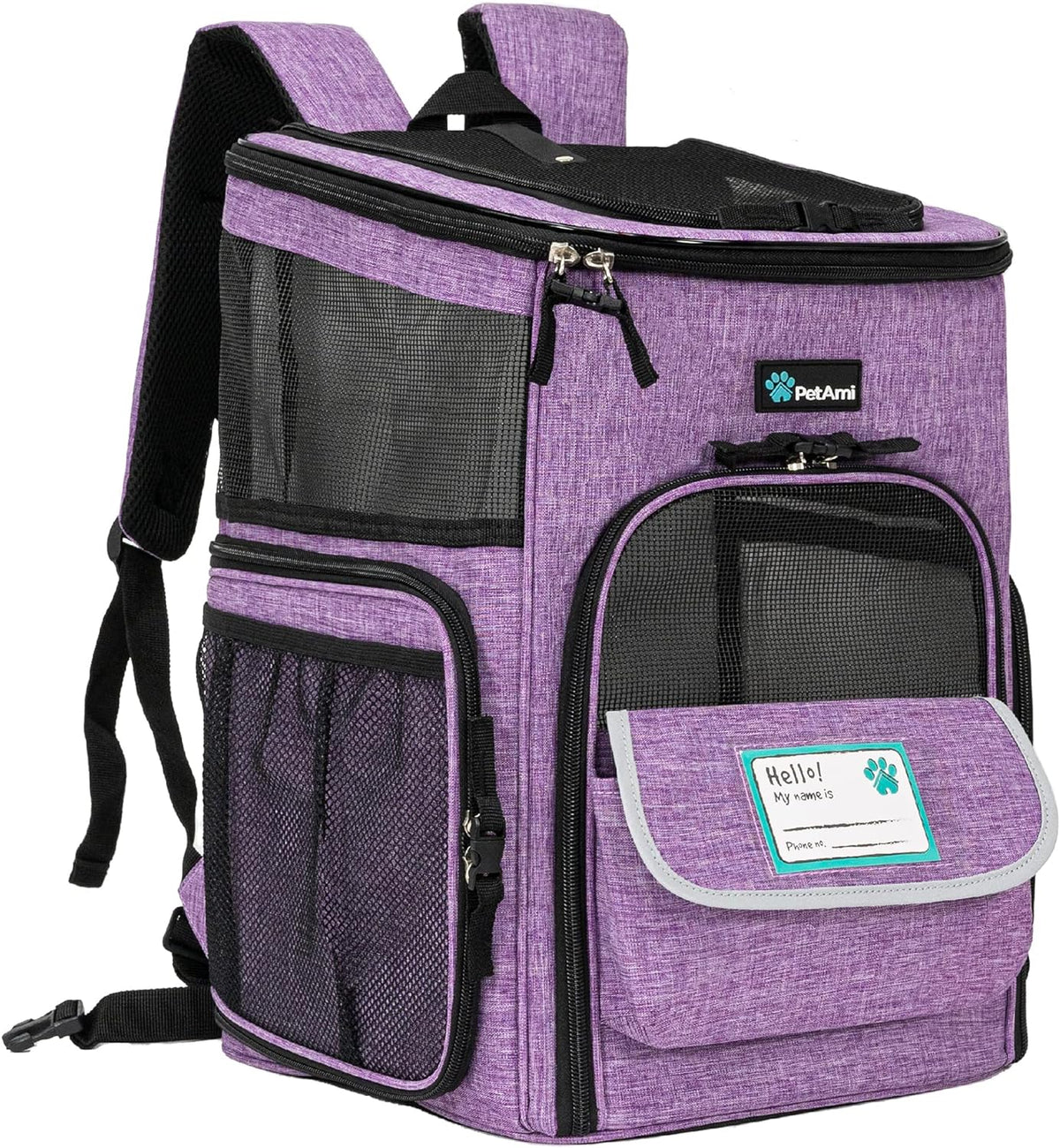 Purple pet backpack carrier