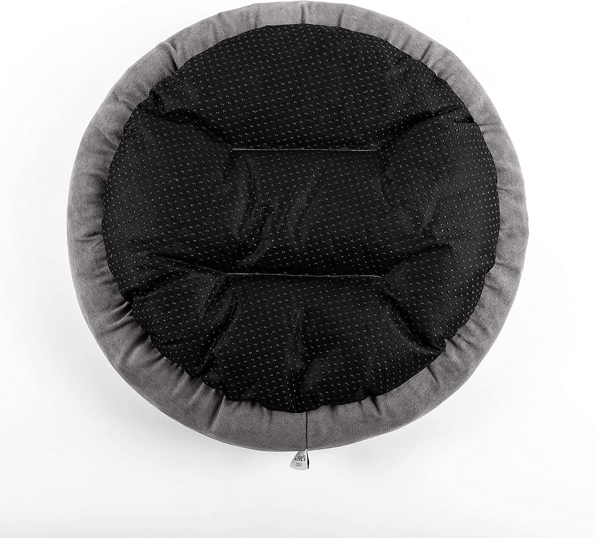 Gray round donut cushion bed for cats, view 7 of 8