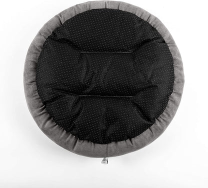 Gray round donut cushion bed for cats, view 7 of 8