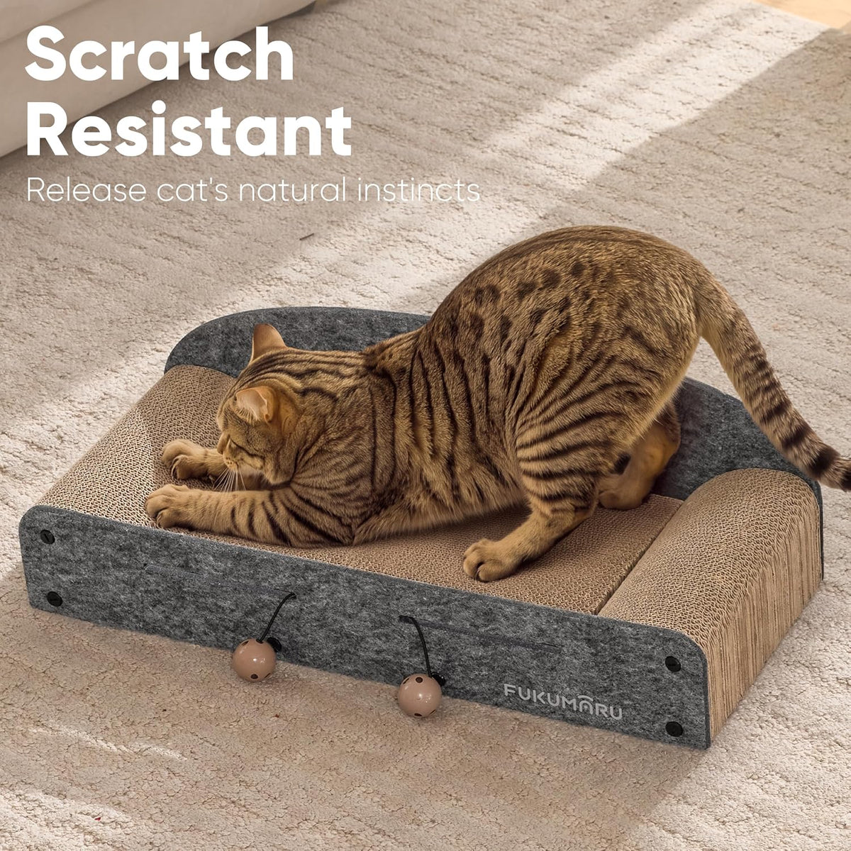 Large cardboard cat scratcher lounge bed, view 2 of 9