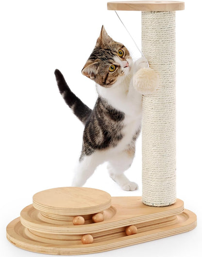 Sisal cat scratching post with ball track