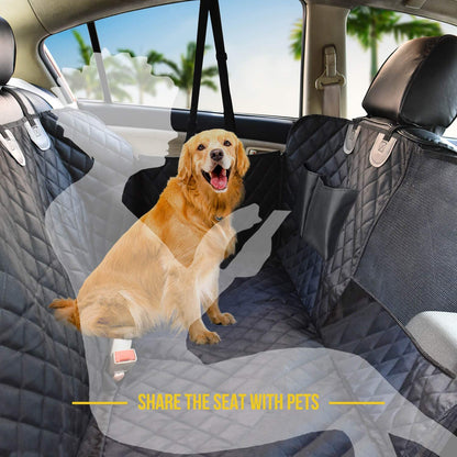 Black quilted waterproof back seat cover for dogs, view 8 of 8