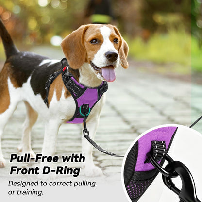Purple no-pull dog harness with front clip, view 3 of 8