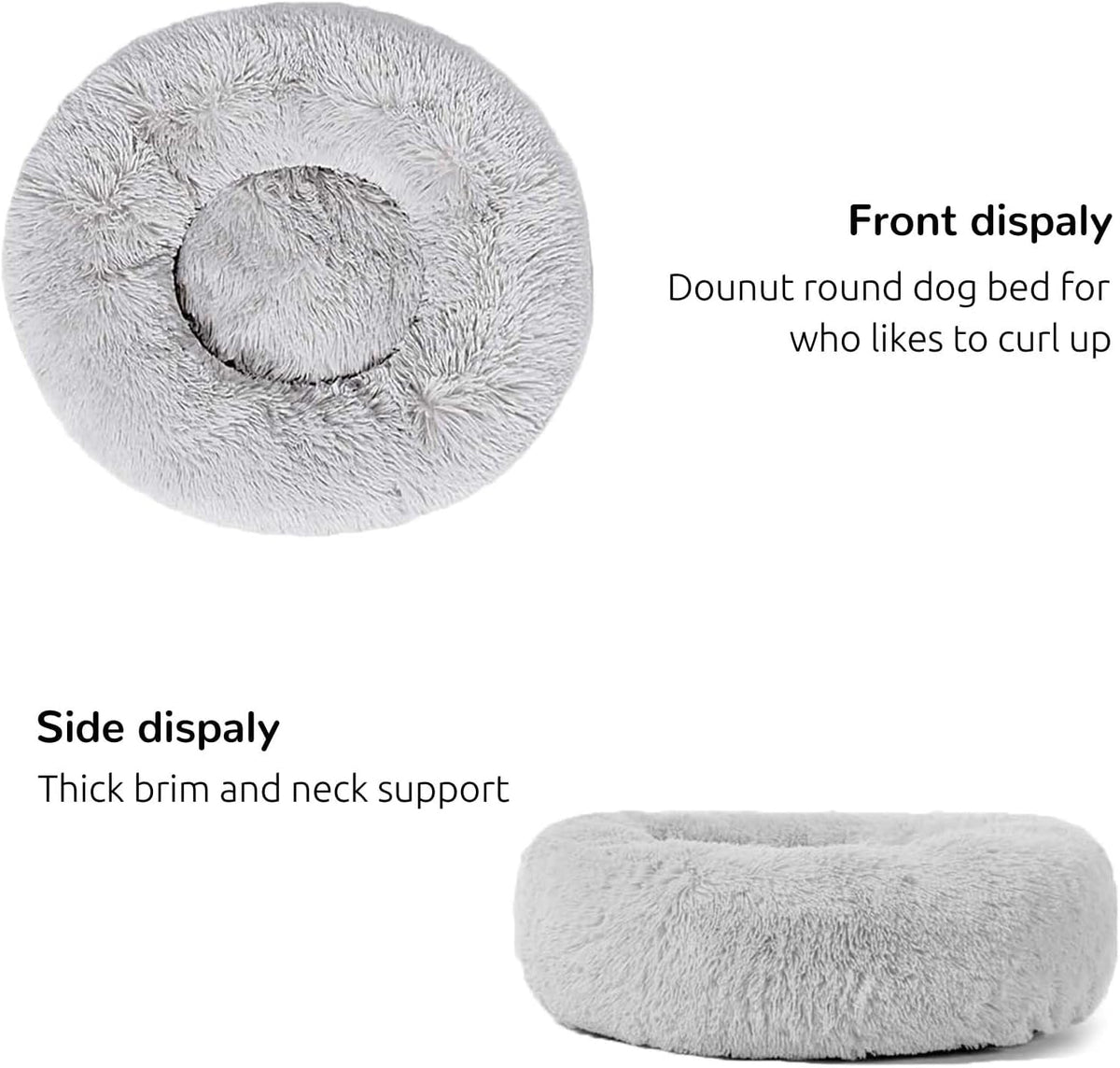 Gray calming donut cuddler dog bed, view 4 of 6
