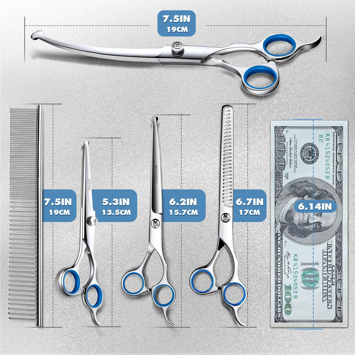 6-piece dog grooming scissors set, view 3 of 9