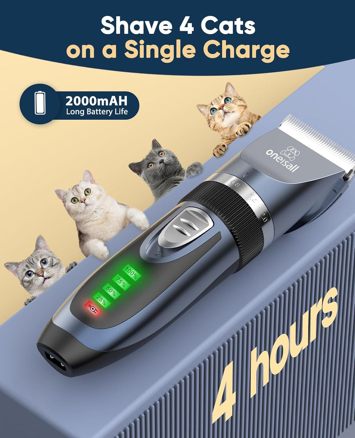 Quiet cordless cat clippers - long battery life