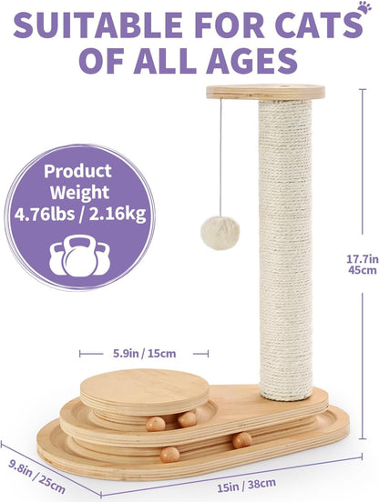 Sisal cat scratching post with ball track, view 7 of 9