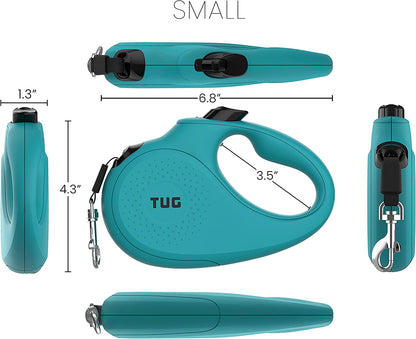 Aqua 16 ft tangle-free retractable dog leash - dimensions