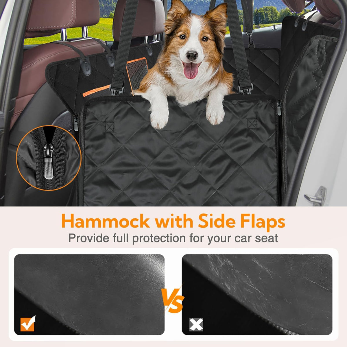 Black waterproof dog car seat hammock, view 5 of 8