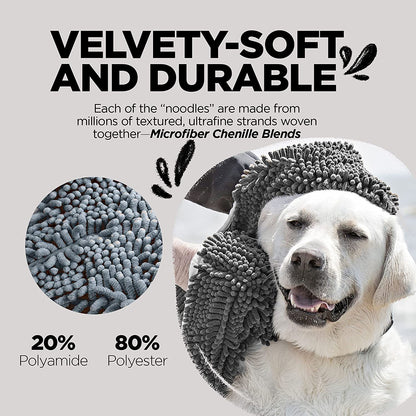 Gray microfiber chenille dog towel - microfiber chenille close-up
