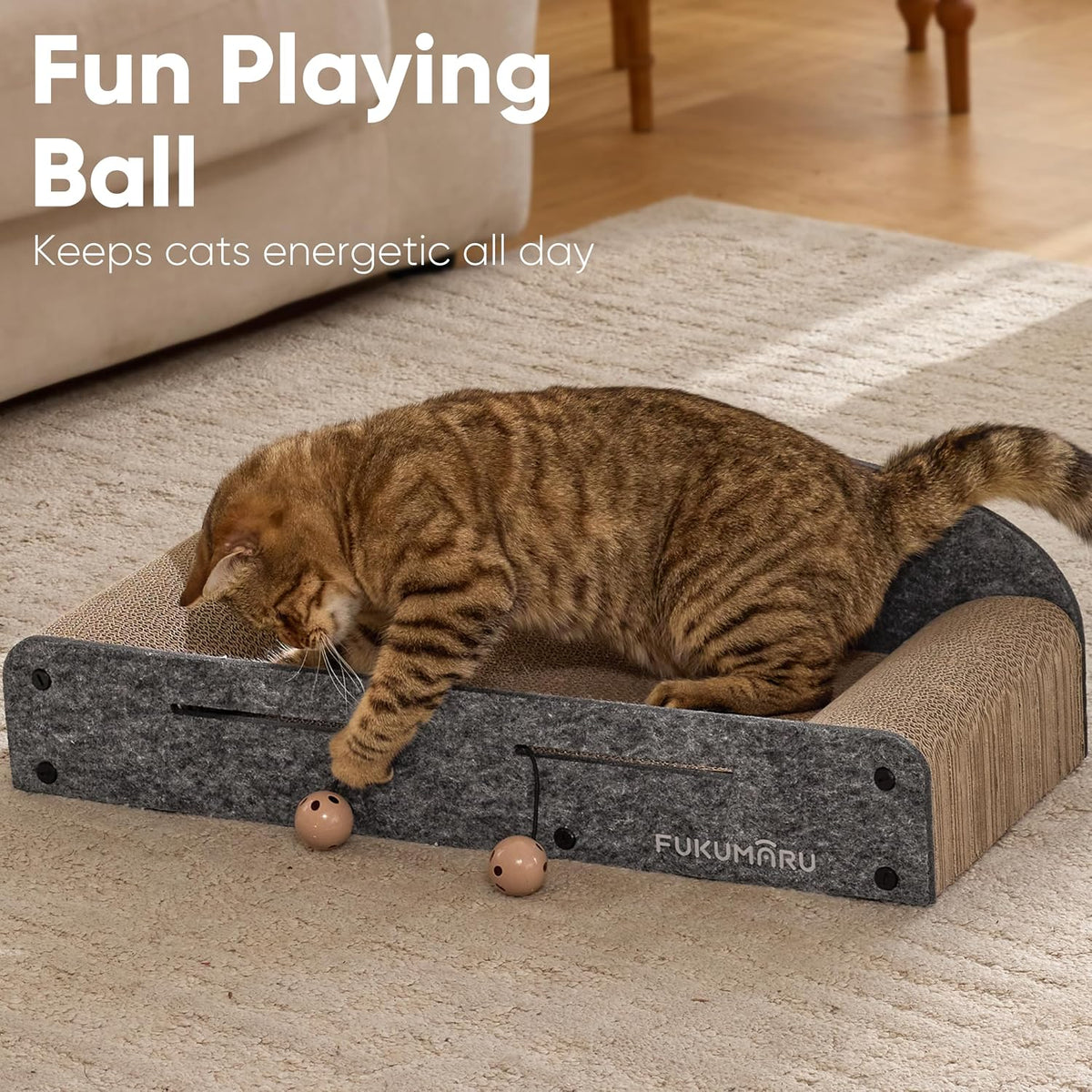 Large cardboard cat scratcher lounge bed, view 8 of 9