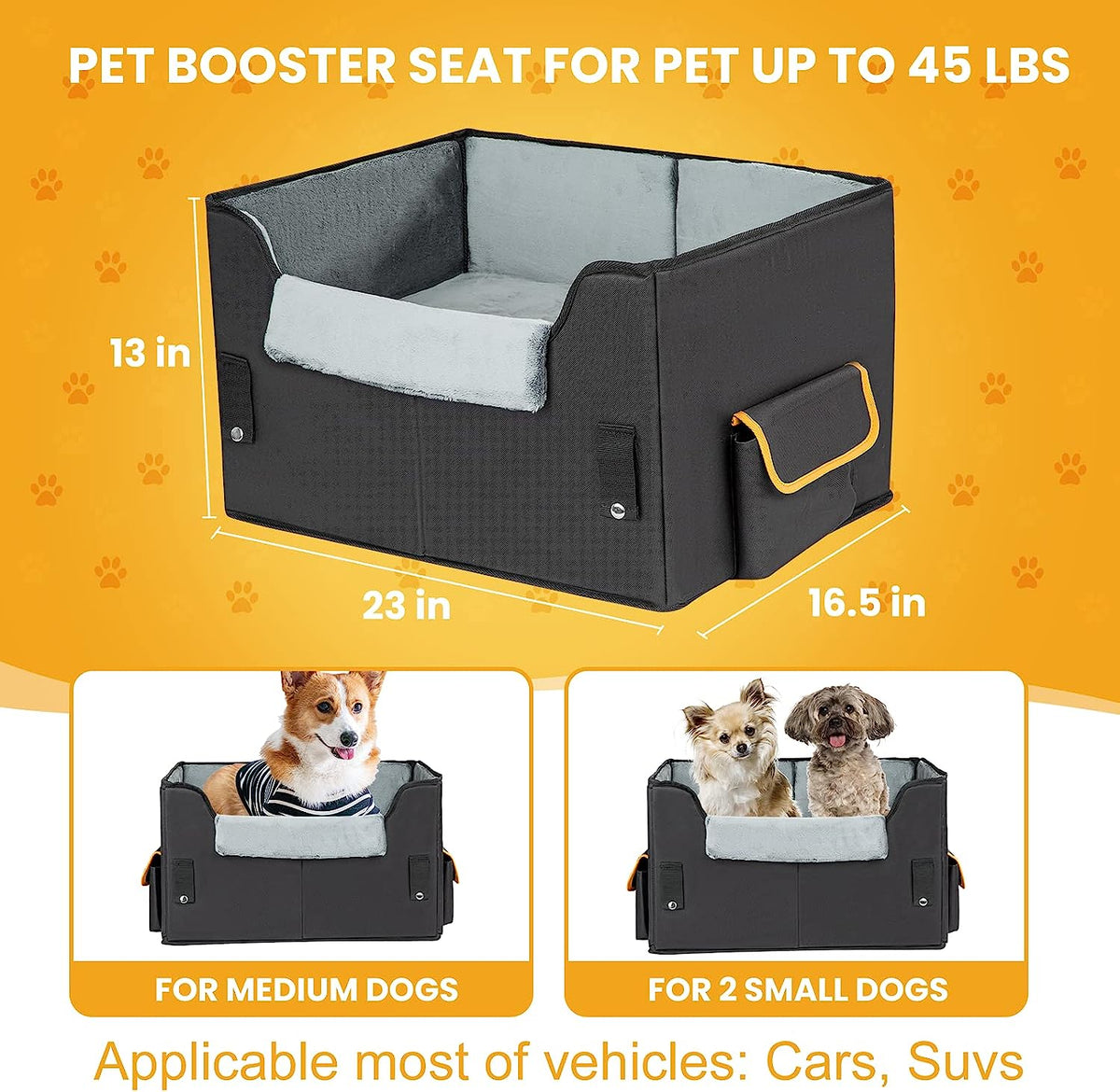 Black elevated dog booster car seat, view 2 of 7