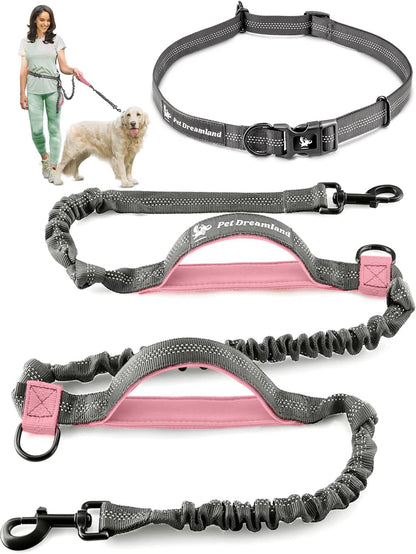 Hands-free bungee waist dog leash