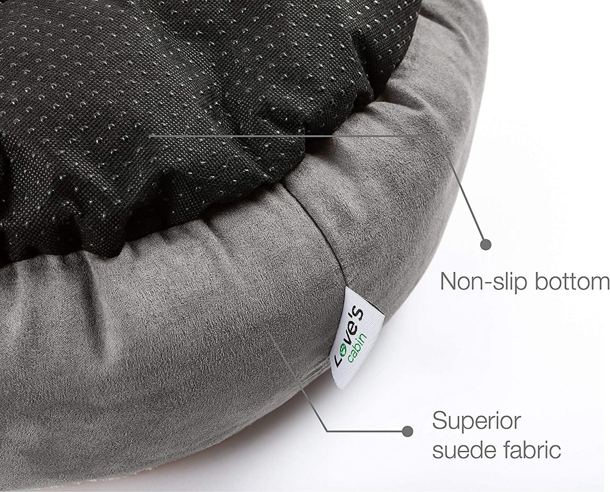 Gray round donut cushion bed for cats, view 5 of 8