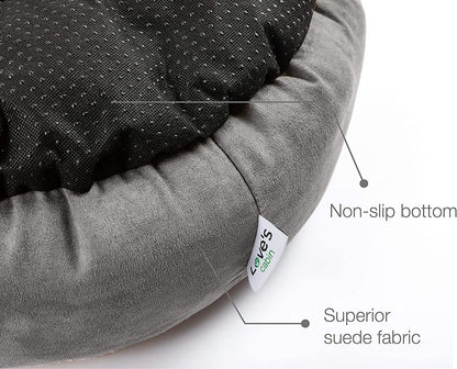 Gray round donut cushion bed for cats, view 5 of 8