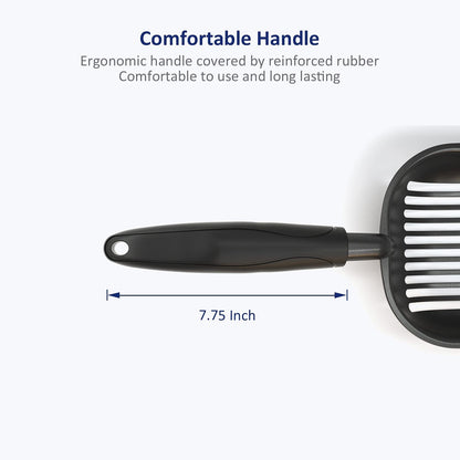 Black non-stick metal cat litter scoop, view 4 of 8