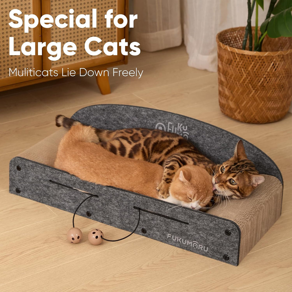 Large cardboard cat scratcher lounge bed, view 6 of 9
