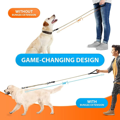 Teal heavy-duty bungee rope dog leash, view 5 of 7