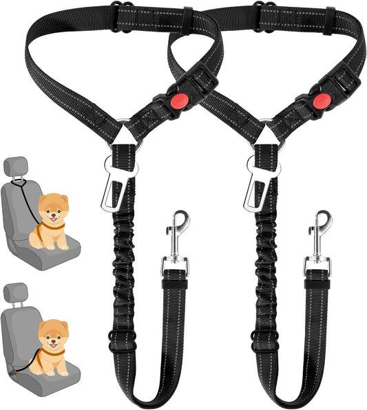 Black dog car seat belt 2-pack