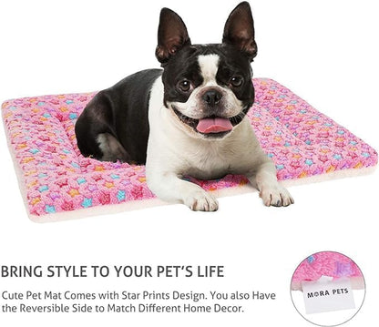 Pink star print soft dog crate pad, view 5 of 6