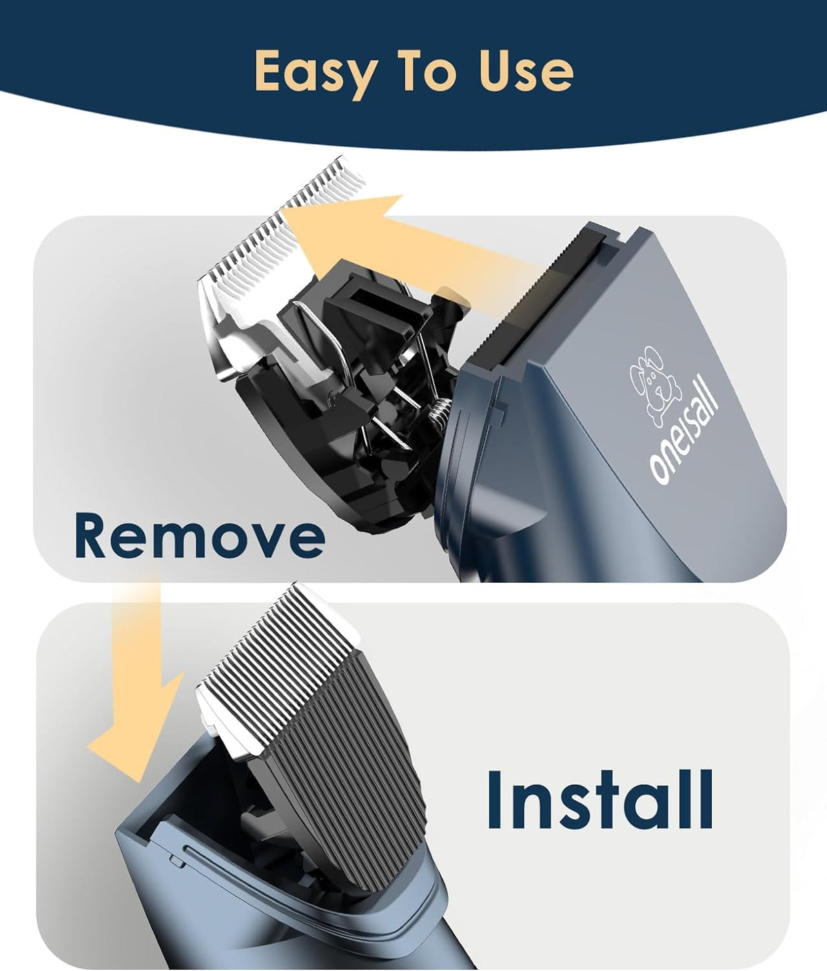 Quiet cordless cat clippers - detachable blade
