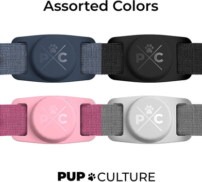 Black silicone AirTag holder on a dog collar, view 7 of 7
