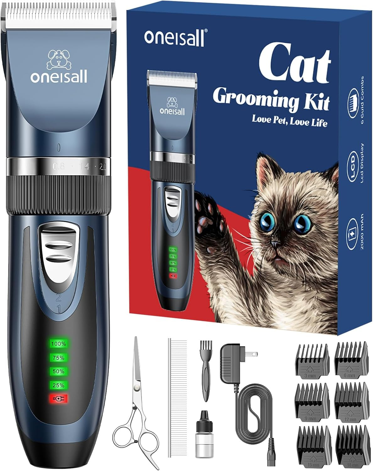 Quiet cordless cat clippers complete grooming kit