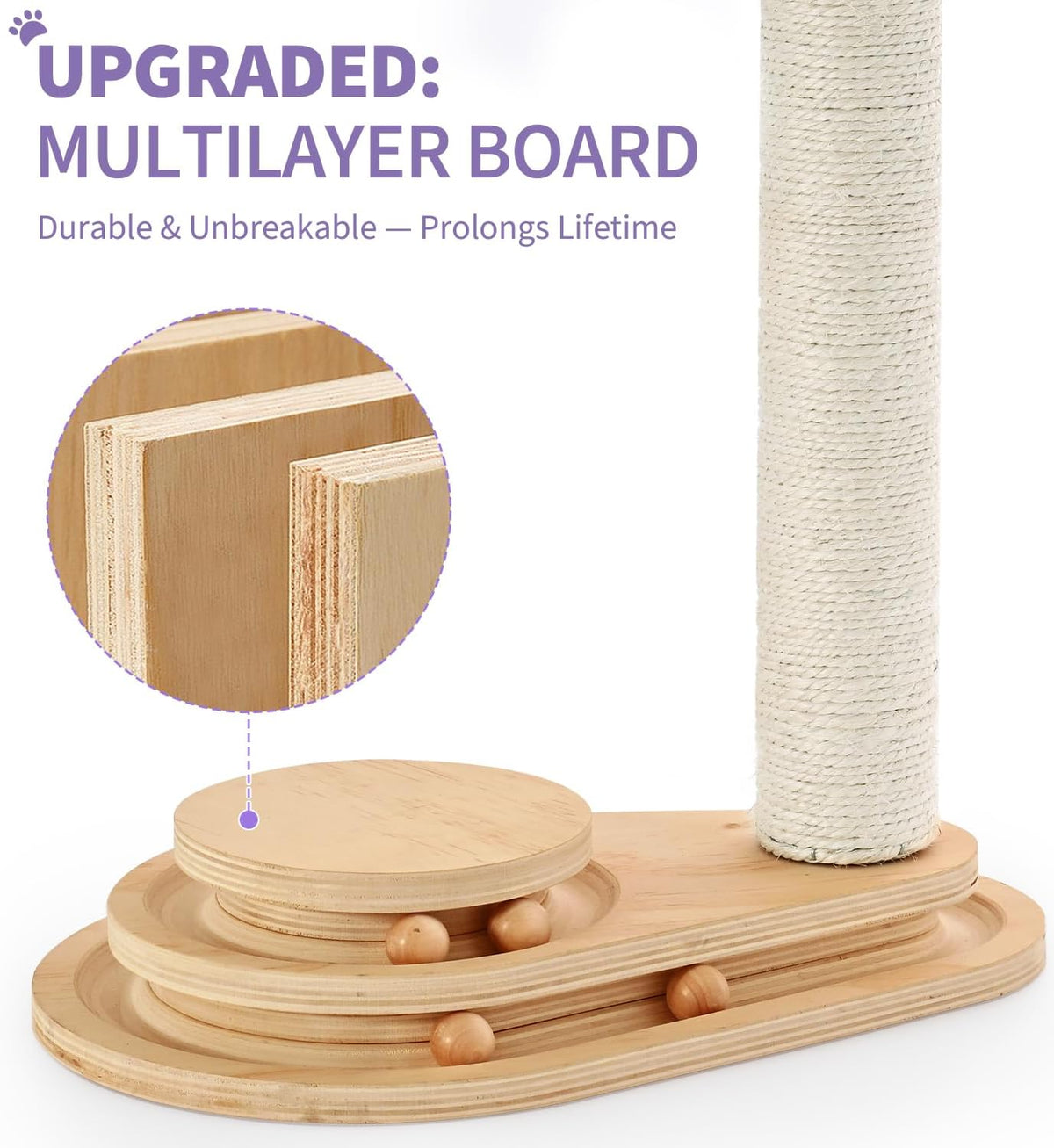 Sisal cat scratching post with ball track, view 6 of 9