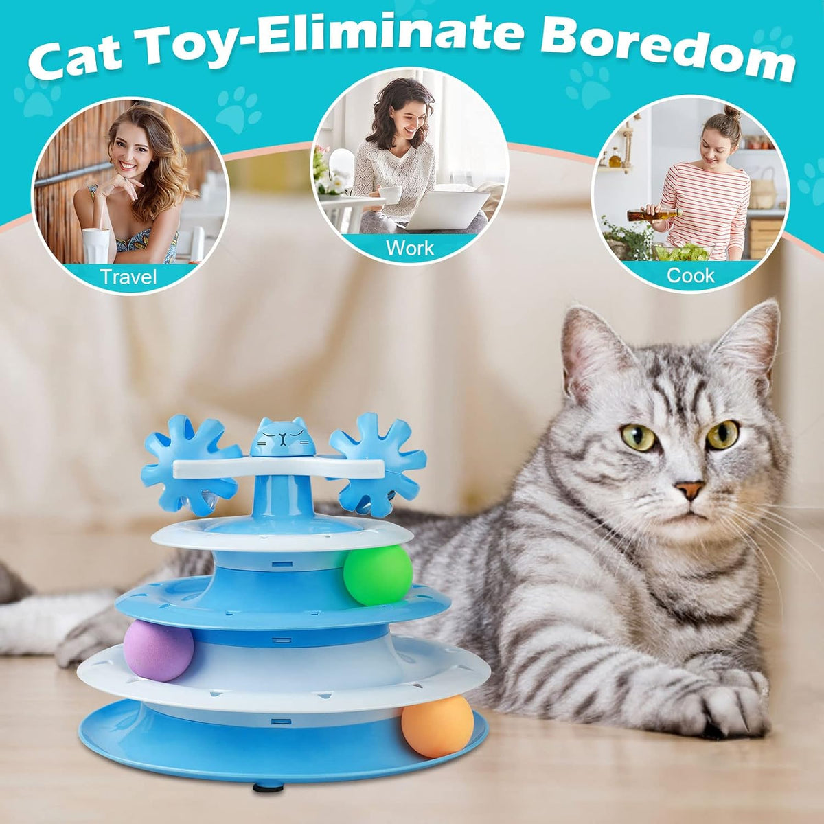 4-level cat turntable roller toy, view 5 of 7